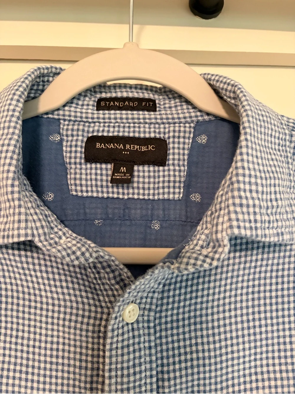 Banana Republic Men’s Light Blue Micro-Check Button-Down Shirt